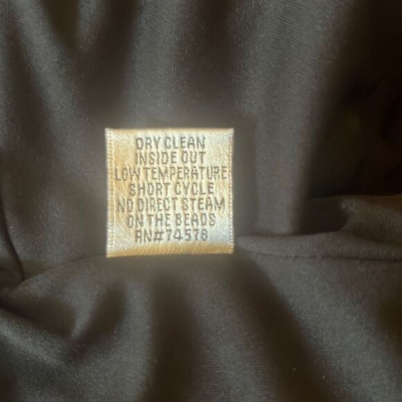 Cache Y2K Vintage Black Beaded Bodycon Pleated Cocktail Mini Dress Sz 8 Party - Picture 8 of 12